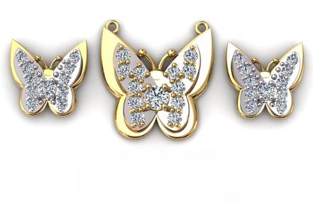 Butterfly pendant and earrings