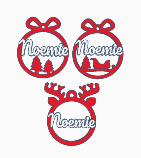 3 x Noemie, personalized Christmas tree ball