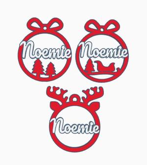 3 x Noemie, personalized Christmas tree ball
