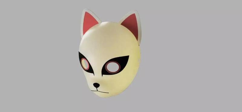 Cat Face Mask Anime Cosplay Kitsune Mask 3D Model STL