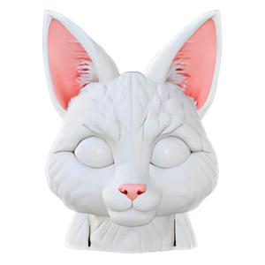 White Cat Head Figurine with Pink Ears