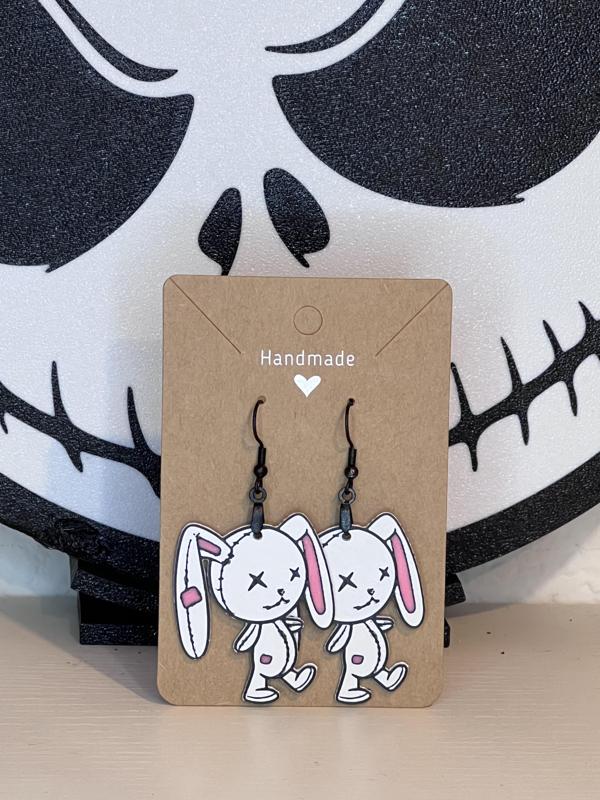 Evil Bunny Stuffie Earrings and Keychain