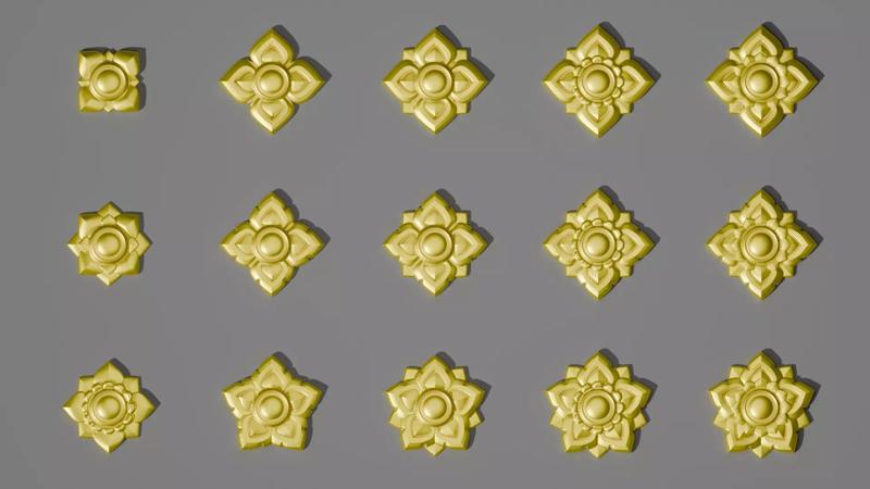 Thai Ornamental 3D Models Pack High Poly Low Poly