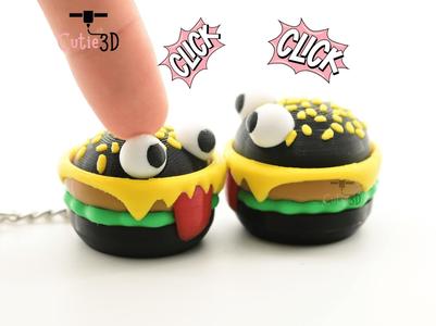 Cutie3D Halloween Monster Burger Keycap Fidget Clicker Keychain - Cute Backpack Keychain