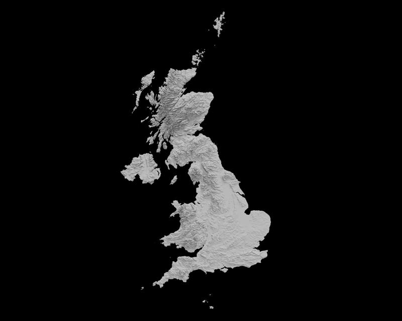 Topographic Map of the United Kingdom – 3D Terrain
