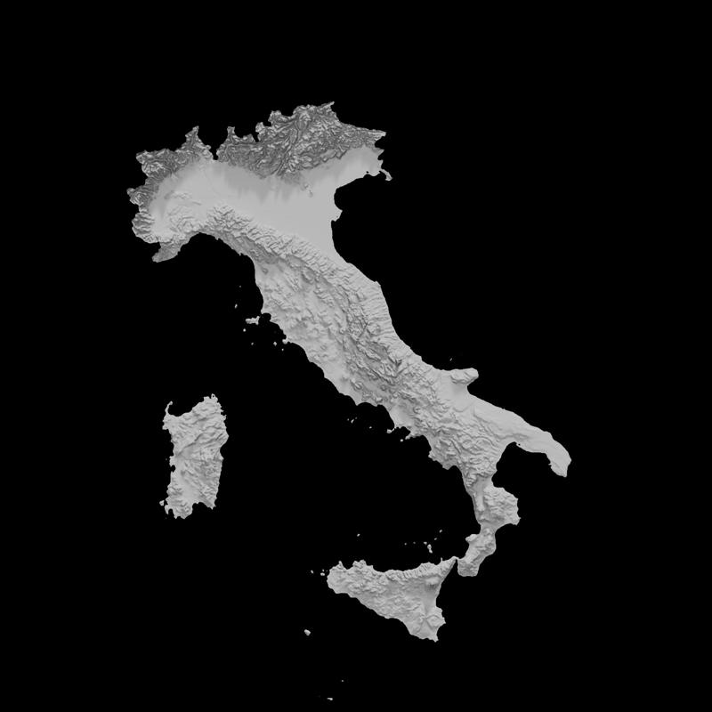 Topographic Map of Italy – 3D Terrain