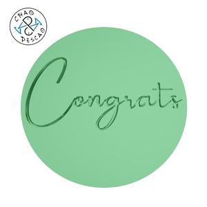 Congrats - Stamp Outboss - Cookie - Fondant - Polymer Clay