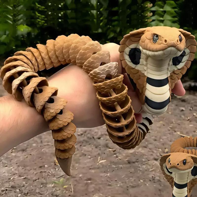 Articulated Cobra Snake Figurine and 8mm Glass Eyes