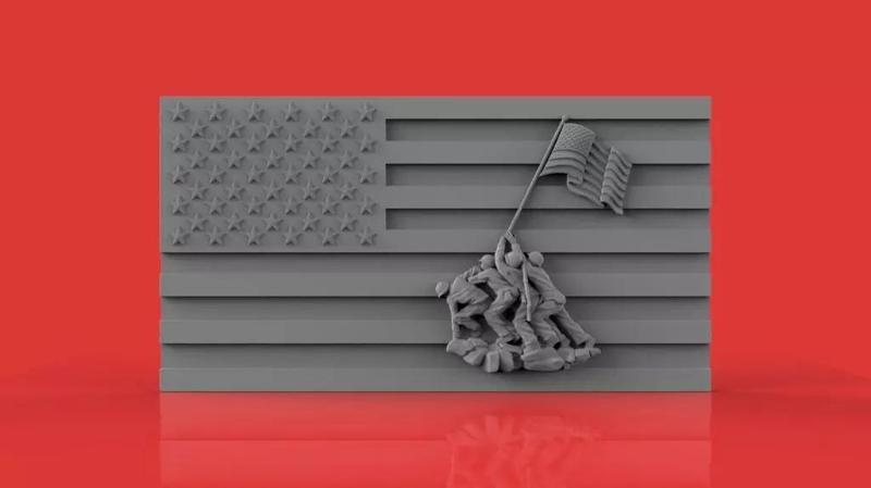 Iwo Jima Tribute American Marine Hero Flag Wall Hanging