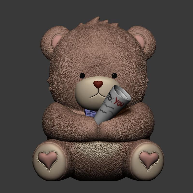 Teddy bear love message letter holder.