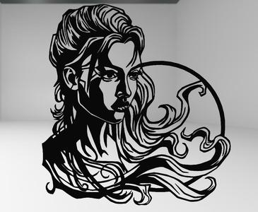 Beautiful Woman with Curly Hair Line Art – Perfect for 3D Printing