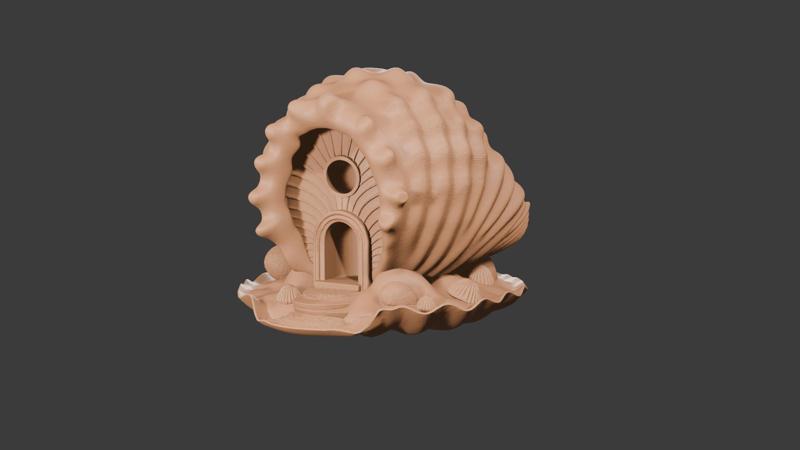 3D Sea Shell House Art - Miniature, Decorative Model