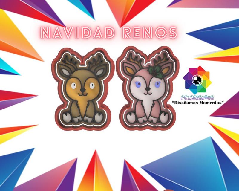 Set of 2 CALLET CUTTERS Christmas reindeers