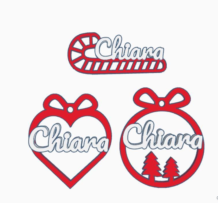 3 x Chiara, Personalized Christmas tree ball