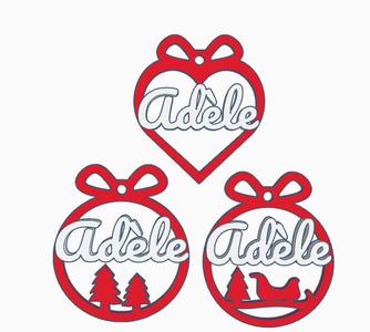 3 x Adèle, personalized Christmas tree ball