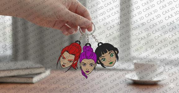 HUNTRIX - KEYCHAINS PACK TRIPLE-DEMON HUNTER - KPOP WARRIORS