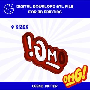 Cutty Clay STL OMG! Cookie Cutter in 9 Sizes, High-Quality STL File for 3D Printing
