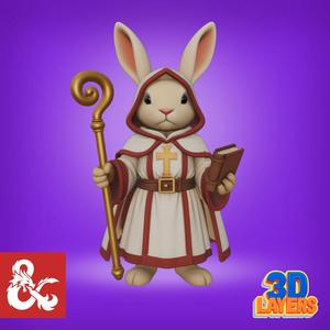 Rabbit Cleric - Chibi Fantasy Priest 3D Model DnD