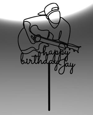 Guitar Player Birthday Cake Topper – Happy Birthday Gay – 3D Printable
