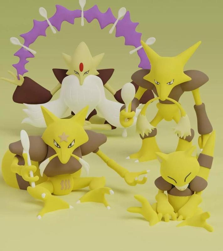Abra Kadabra Alakazam Mega Alakazam Pokemon Fanart Pack 2 poses