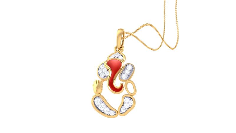 Ganpati Bappa Gold and Diamond Pendant (54)