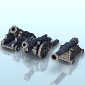 Set of three modern cannons and bombards 3 - Hobbit medieval scenery terrain wargame