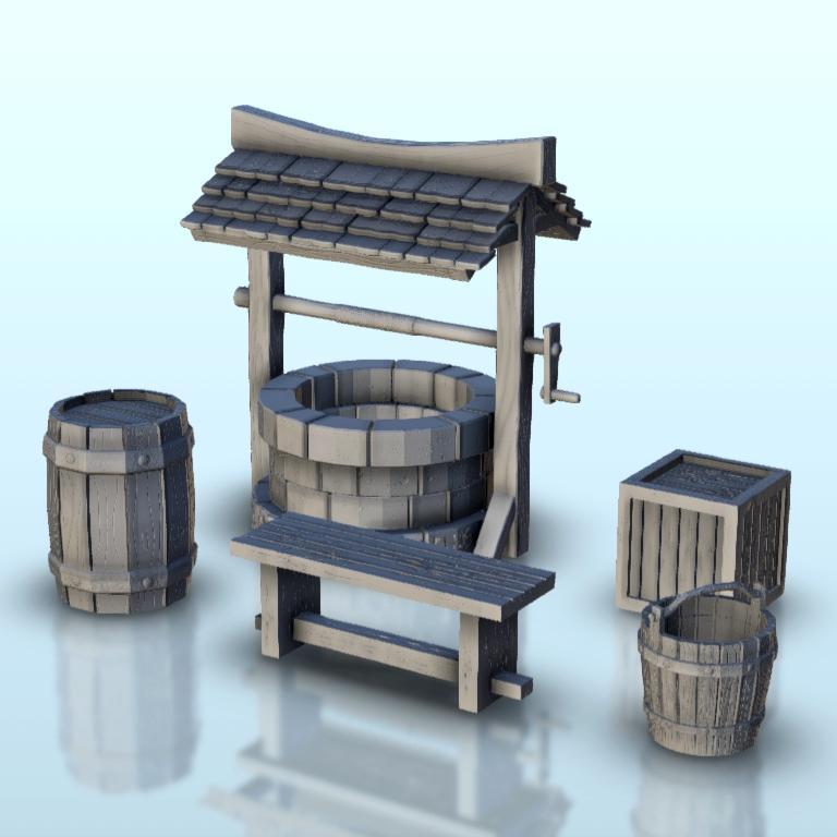 Set of exterior medieval accessories 1 - Medieval Dark Age scenery terrain wargame
