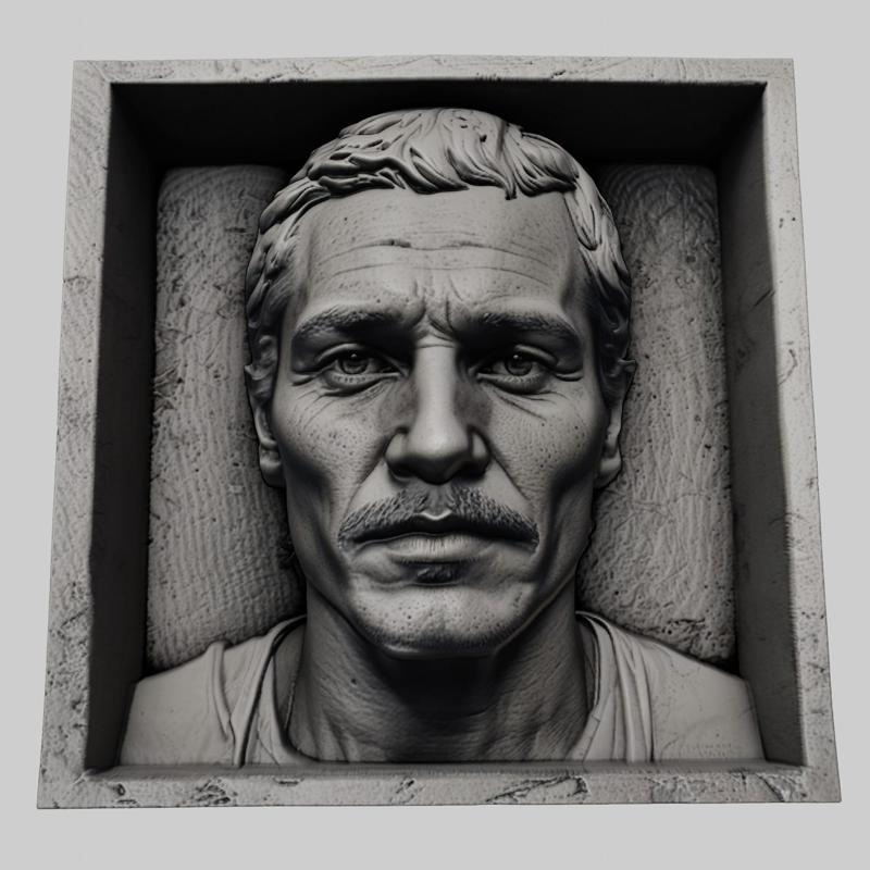 Pedro Pascal head relief actor