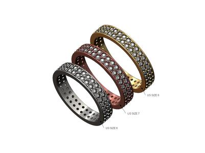 Double row diamond eternity band US sizes 6 7 8 3D print model