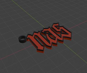 nas illmatic keychain with a black outline