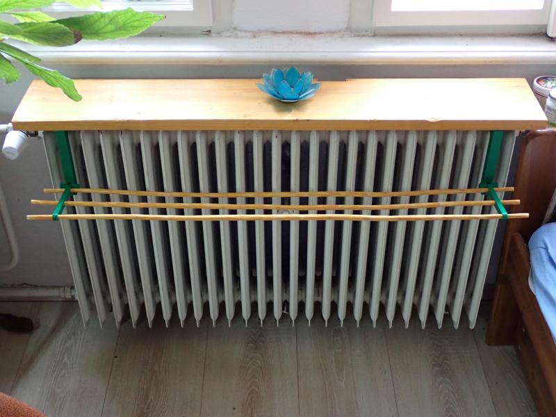 Old radiator shelf and dryer holder