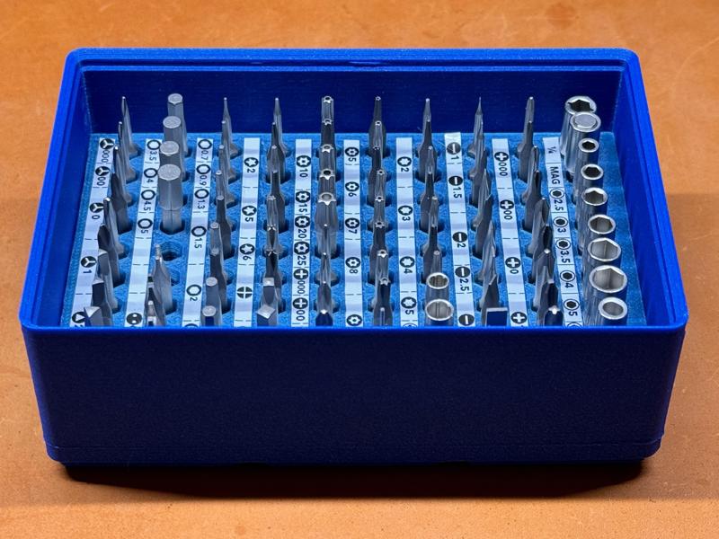 Gridfinity Labeled 4mm Bit Holder (90 pieces)