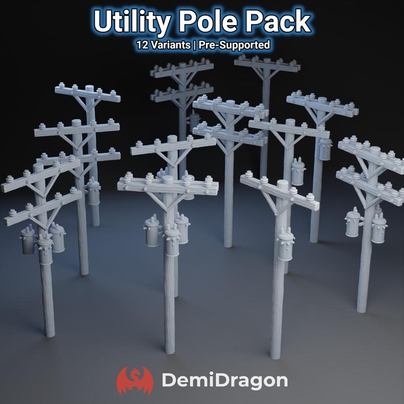 Utility Poles, Pre-Supported, 28/32mm