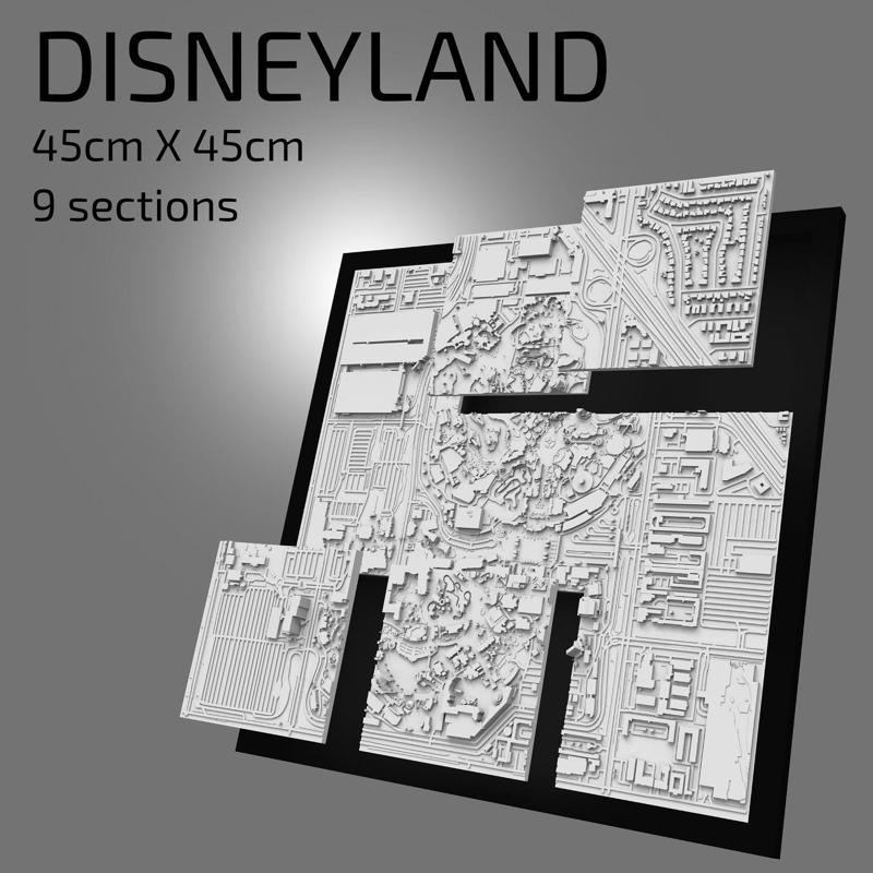 3D Disneyland | Digital Files | 3D STL File | Disneyland 3D Map | 3D City Art | 3D Printed Landmark | Model of Disneyland Skyline | 3D Art