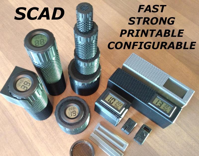 Fast & Strong Parametric Basket Weave Desiccant Containers (with Hygrometer) (SCAD)