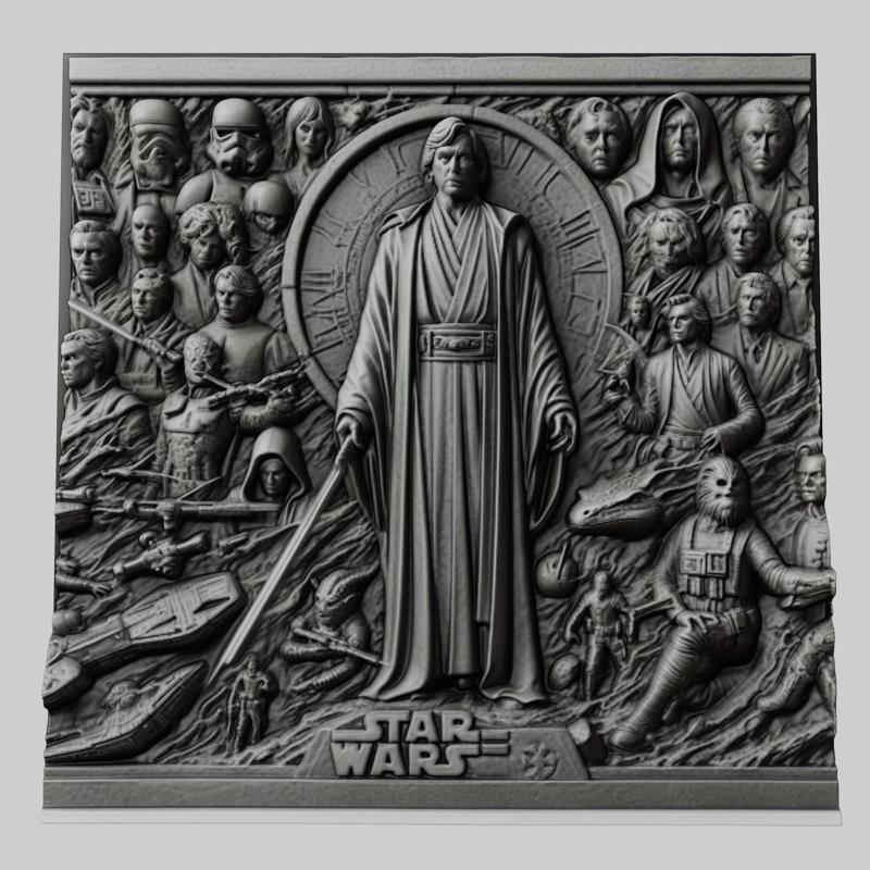 Star Wars Luke Skywalker 3d printer relief medallion stone tablet obj stl
