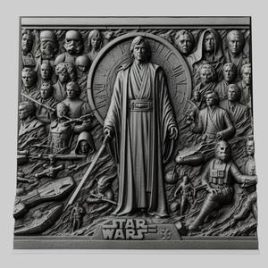 Star Wars Luke Skywalker 3d printer relief medallion stone tablet obj stl