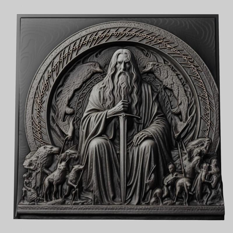 Lord of Rings Theoden 3d printer relief medallion stone tablet obj stl