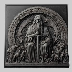Lord of Rings Theoden 3d printer relief medallion stone tablet obj stl