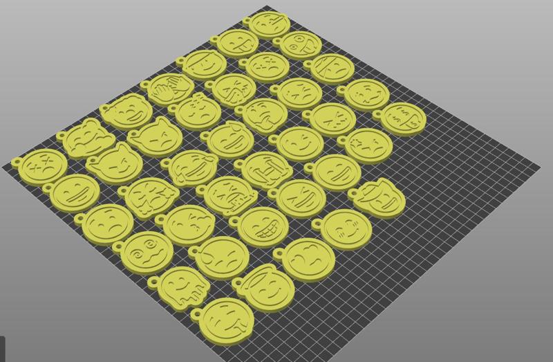 KEYCHAINS EMOJI PACK OF 40 - LASERCUT and 3D printer ready