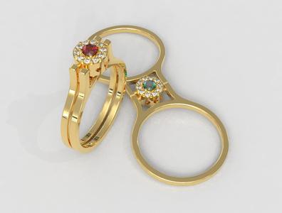 Double Face Gemstone Ring