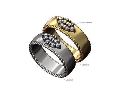 Crown cluster rope sides fashion cigar band US sizes 7 8 3D print model