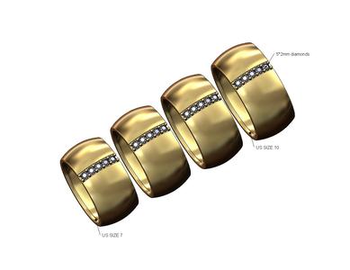 Wide diamond line dome cigar band 3D print model