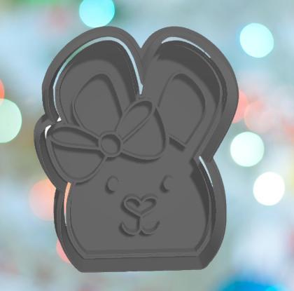 Easter Bunny Girl Face With Bow Cookie Cutter