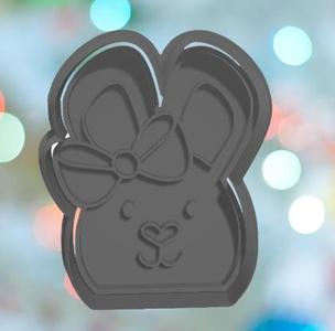 Easter Bunny Girl Face With Bow Cookie Cutter