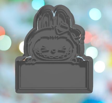 Labubu With Bow Plaque Cookie Cutter