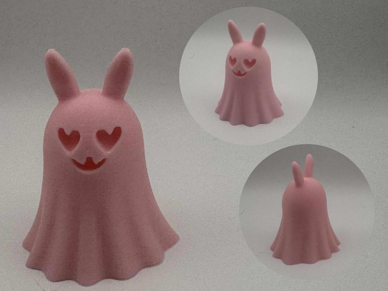 Ghost Bunny with Heart Eyes – Halloween Figurine