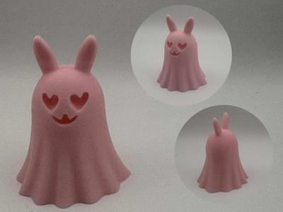 Ghost Bunny with Heart Eyes – Halloween Figurine
