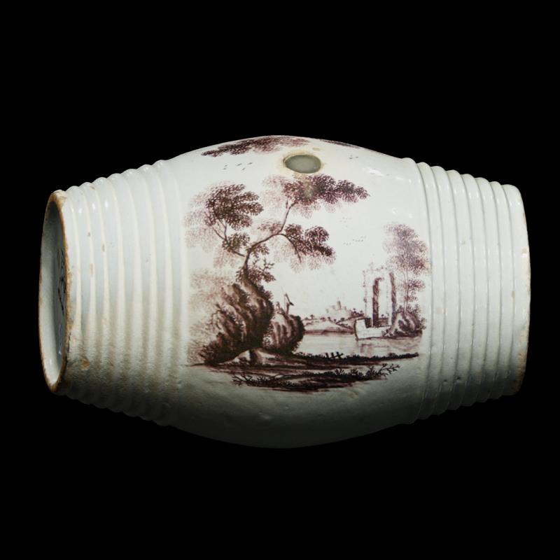 Wine or brandy delftware barrel