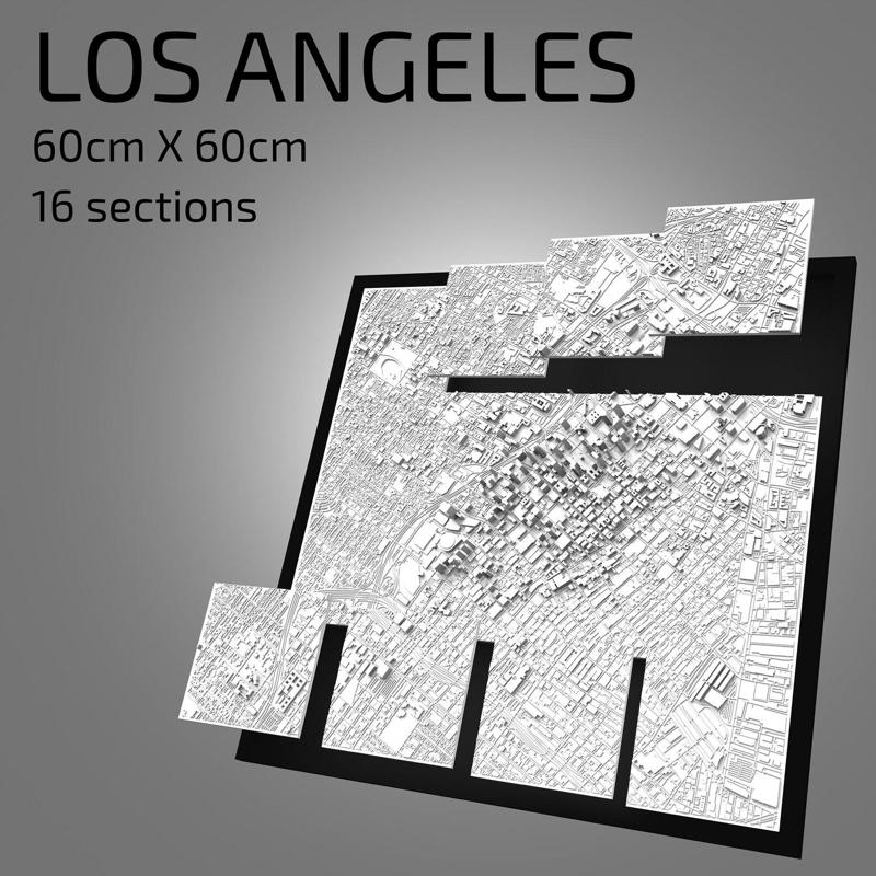 3D Los Angeles | Digital Files | 3D STL File | Los Angeles 3D Map | 3D City Art | 3D Printed Landmark | Model of Los Angeles Skyline | Art